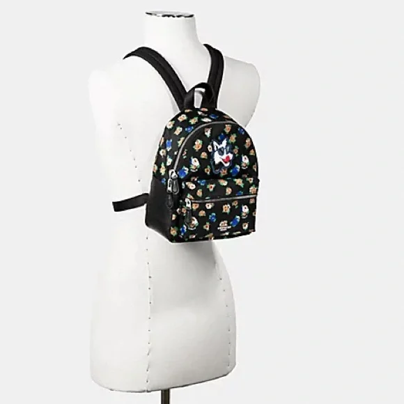 NWT！COACH MINI CHARLIE BACKPACK IN TEA ROSE FLORAL PRINT NYLON (COACH F57636)